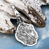 1657 Consolacion Shipwreck Skull and Cross Bones Spanish 1 Reale Piece of 8 Sterling Silver Pendant