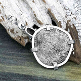 1640s Consolacion Shipwreck Skull and Cross Bones Spanish 1 Reale Piece of 8 Sterling Silver Pendant