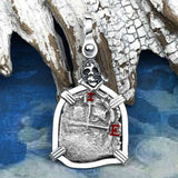 1673 Consolacion Shipwreck Skull and Cross Bones Spanish 1 Reale Piece of 8 Sterling Silver Pendant