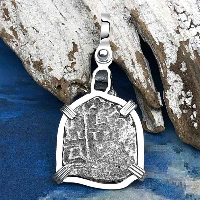1673 Consolacion Shipwreck Skull and Cross Bones Spanish 1 Reale Piece of 8 Sterling Silver Pendant