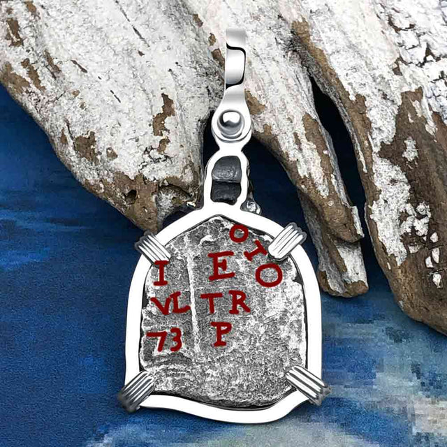 1673 Consolacion Shipwreck Skull and Cross Bones Spanish 1 Reale Piece of 8 Sterling Silver Pendant