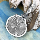 1674 Consolacion Shipwreck Skull and Cross Bones Spanish 1 Reale Piece of 8 Sterling Silver Pendant | Artifact #4939