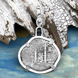 1674 Consolacion Shipwreck Skull and Cross Bones Spanish 1 Reale Piece of 8 Sterling Silver Pendant | Artifact #4939