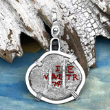 1674 Consolacion Shipwreck Skull and Cross Bones Spanish 1 Reale Piece of 8 Sterling Silver Pendant | Artifact #4939