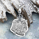 1666 Consolacion Shipwreck Skull and Cross Bones Spanish 1 Reale Piece of 8 Sterling Silver Pendant