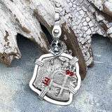 1666 Consolacion Shipwreck Skull and Cross Bones Spanish 1 Reale Piece of 8 Sterling Silver Pendant
