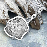 1666 Consolacion Shipwreck Skull and Cross Bones Spanish 1 Reale Piece of 8 Sterling Silver Pendant