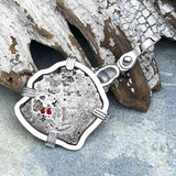 1666 Consolacion Shipwreck Skull and Cross Bones Spanish 1 Reale Piece of 8 Sterling Silver Pendant