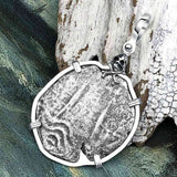 1670s Consolacion Shipwreck Skull and Cross Bones 8 Reale Cob Piece of 8 Sterling Silver Pendant