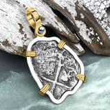 1675 Consolacion Shipwreck Pirate Era Spanish 1 Reale Piece of Eight 14K Gold & Sterling Silver Pendant