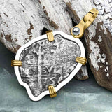 1675 Consolacion Shipwreck Pirate Era Spanish 1 Reale Piece of Eight 14K Gold & Sterling Silver Pendant