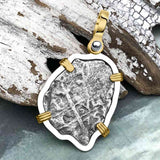 1675 Consolacion Shipwreck Pirate Era Spanish 1 Reale Piece of Eight 14K Gold & Sterling Silver Pendant