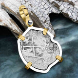 1674 Consolacion Shipwreck Pirate Era Spanish 1 Reale Piece of Eight 14K Gold & Sterling Silver Pendant