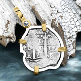 1674 Consolacion Shipwreck Pirate Era Spanish 1 Reale Piece of Eight 14K Gold & Sterling Silver Pendant