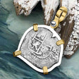 1670 Consolacion Shipwreck Pirate Era Spanish 1 Reale Piece of Eight 14K Gold & Sterling Silver Pendant