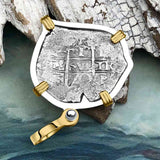 1670 Consolacion Shipwreck Pirate Era Spanish 1 Reale Piece of Eight 14K Gold & Sterling Silver Pendant