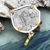 1670 Consolacion Shipwreck Pirate Era Spanish 1 Reale Piece of Eight 14K Gold & Sterling Silver Pendant