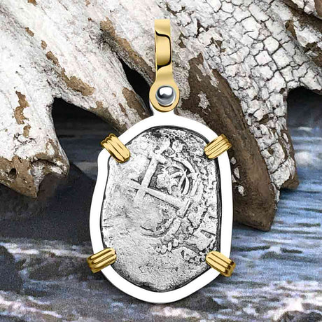 1667 Consolacion Shipwreck Pirate Era Spanish 1 Reale Piece of Eight 14K Gold & Sterling Silver Pendant