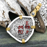 1670 Consolacion Shipwreck Pirate Era Spanish 1 Reale Piece of Eight 14K Gold & Sterling Silver Pendant