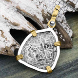 1670 Consolacion Shipwreck Pirate Era Spanish 1 Reale Piece of Eight 14K Gold & Sterling Silver Pendant