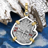 1676 Consolacion Shipwreck Pirate Era Spanish 1 Reale Piece of Eight 14K Gold & Sterling Silver Pendant