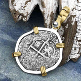 1674 Consolacion Shipwreck Pirate Era Spanish 1 Reale Piece of Eight 14K Gold & Sterling Silver Pendant