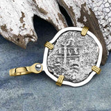 1674 Consolacion Shipwreck Pirate Era Spanish 1 Reale Piece of Eight 14K Gold & Sterling Silver Pendant