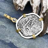 1674 Consolacion Shipwreck Pirate Era Spanish 1 Reale Piece of Eight 14K Gold & Sterling Silver Pendant