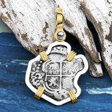 1656 Consolacion Shipwreck Pirate Era Spanish 1 Reale Piece of Eight 14K Gold & Sterling Silver Pendant