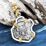1656 Consolacion Shipwreck Pirate Era Spanish 1 Reale Piece of Eight 14K Gold & Sterling Silver Pendant