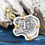 1656 Consolacion Shipwreck Pirate Era Spanish 1 Reale Piece of Eight 14K Gold & Sterling Silver Pendant