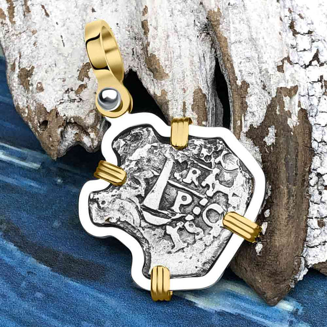 1656 Consolacion Shipwreck Pirate Era Spanish 1 Reale Piece of Eight 14K Gold & Sterling Silver Pendant