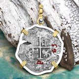 1663 Consolacion Shipwreck Pirate Era Spanish 2 Reale Piece of Eight 14K Gold & Sterling Silver Pendant