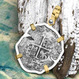 1663 Consolacion Shipwreck Pirate Era Spanish 2 Reale Piece of Eight 14K Gold & Sterling Silver Pendant
