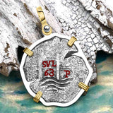 1663 Consolacion Shipwreck Pirate Era Spanish 2 Reale Piece of Eight 14K Gold & Sterling Silver Pendant