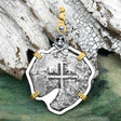 1670s Consolacion Shipwreck Skull and Cross Bones Spanish 4 Reale Piece of Eight 14K Gold & Sterling Silver Pendant