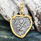 Heart Shaped 1658 Consolacion Shipwreck Pirate Era Spanish 1 Reale Piece of Eight 14K Gold Pendant