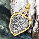 Heart Shaped 1658 Consolacion Shipwreck Pirate Era Spanish 1 Reale Piece of Eight 14K Gold Pendant