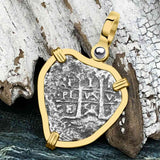 Heart Shaped 1658 Consolacion Shipwreck Pirate Era Spanish 1 Reale Piece of Eight 14K Gold Pendant