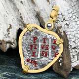 Heart Shaped 1658 Consolacion Shipwreck Pirate Era Spanish 1 Reale Piece of Eight 14K Gold Pendant