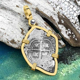 Heart Shaped 1664 Consolacion Shipwreck Pirate Era Spanish 1 Reale Piece of Eight 14K Gold Pendant