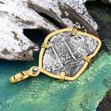 Heart Shaped 1664 Consolacion Shipwreck Pirate Era Spanish 1 Reale Piece of Eight 14K Gold Pendant