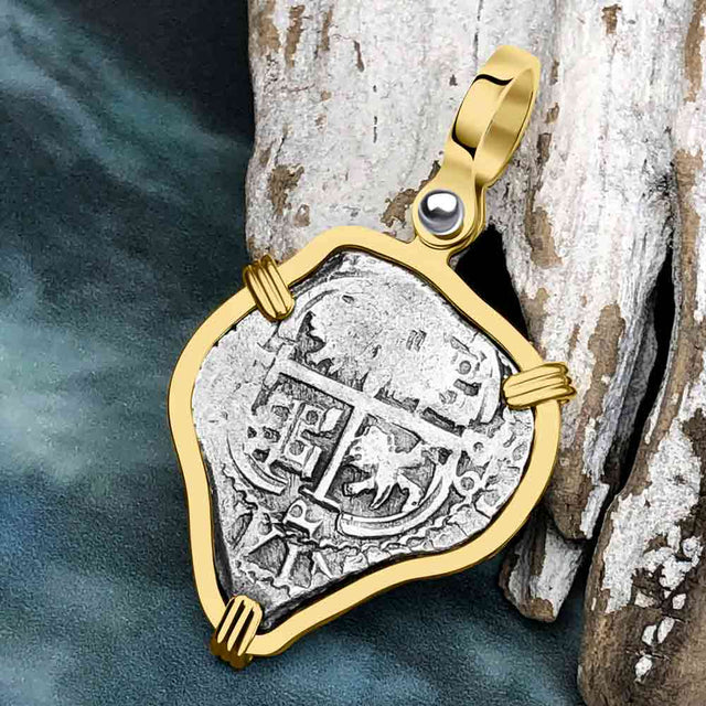 Heart Shaped RARE 1664/1674 Consolacion Shipwreck Pirate Era Spanish 1 Reale Piece of Eight 14K Gold Pendant