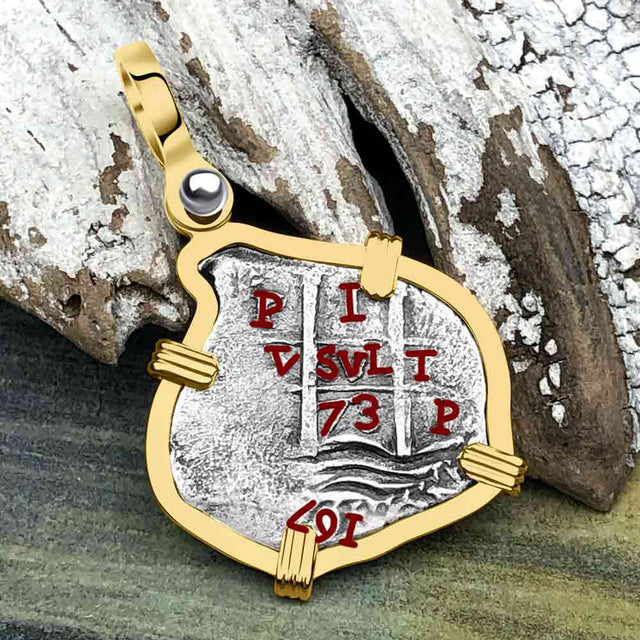1673 Consolacion Shipwreck Pirate Era Spanish 1 Reale Piece of Eight 14K Gold Pendant