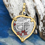 Heart Shaped 1669 Consolacion Shipwreck Pirate Era Spanish 1 Reale Piece of Eight 14K Gold Pendant