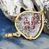 Heart Shaped 1669 Consolacion Shipwreck Pirate Era Spanish 1 Reale Piece of Eight 14K Gold Pendant