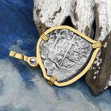 Heart Shaped 1669 Consolacion Shipwreck Pirate Era Spanish 1 Reale Piece of Eight 14K Gold Pendant