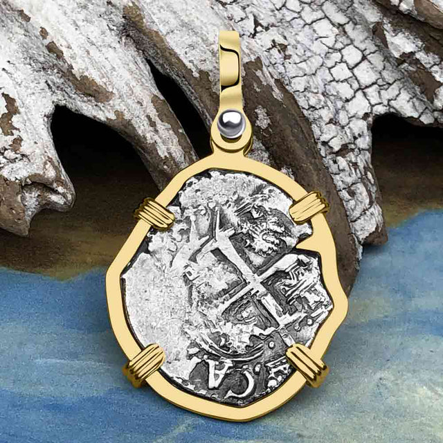 1677 Consolacion Shipwreck Pirate Era Spanish 1 Reale Piece of Eight 14K Gold Pendant