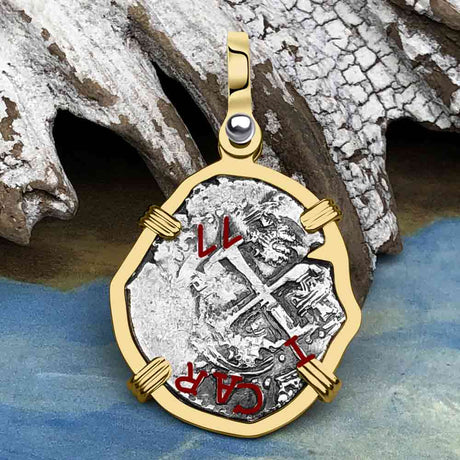 1677 Consolacion Shipwreck Pirate Era Spanish 1 Reale Piece of Eight 14K Gold Pendant
