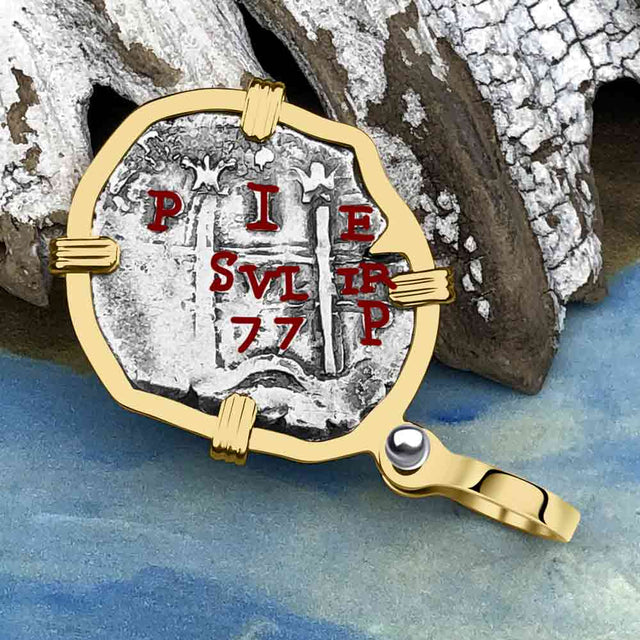 1677 Consolacion Shipwreck Pirate Era Spanish 1 Reale Piece of Eight 14K Gold Pendant